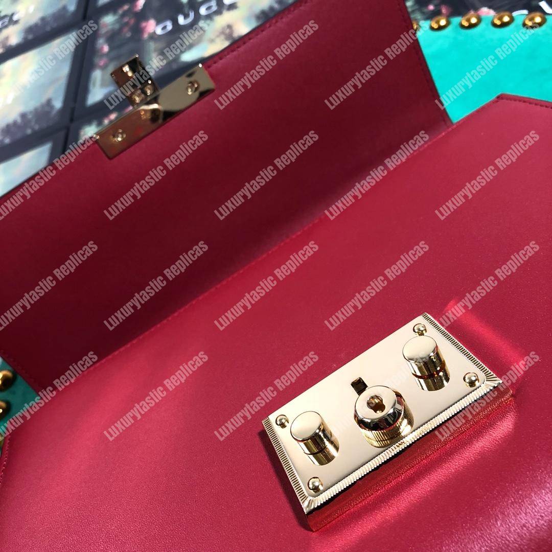 G*u*i padlock leather shoulder bag red