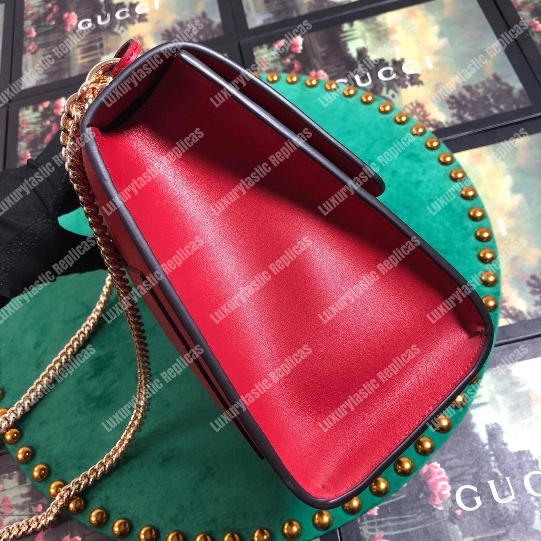 G*u*i padlock leather shoulder bag red