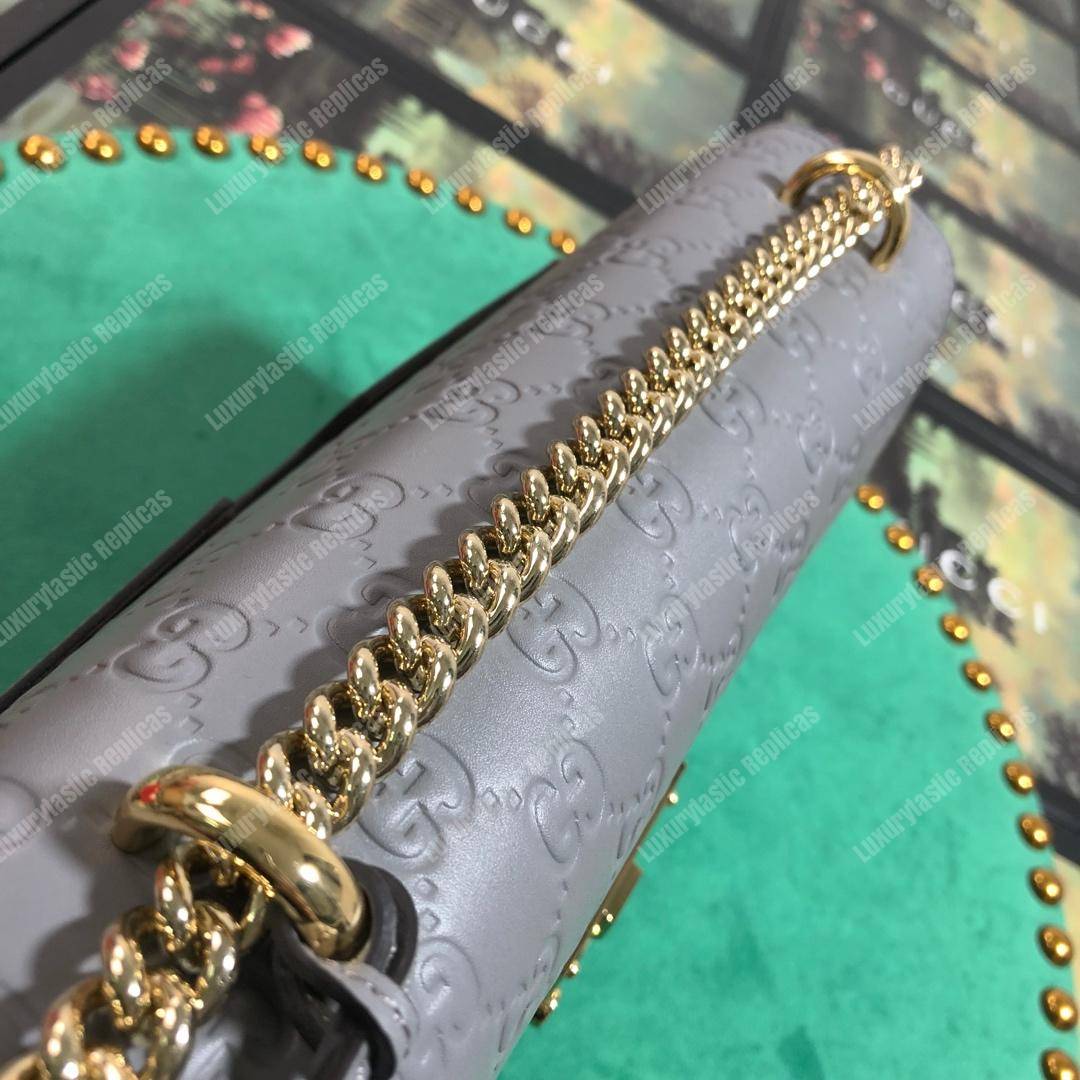 G*u*i padlock medium signature shoulder bag dusty gray