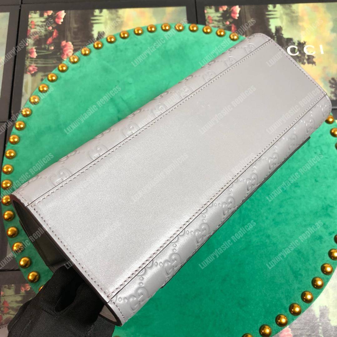 G*u*i padlock medium signature shoulder bag dusty gray