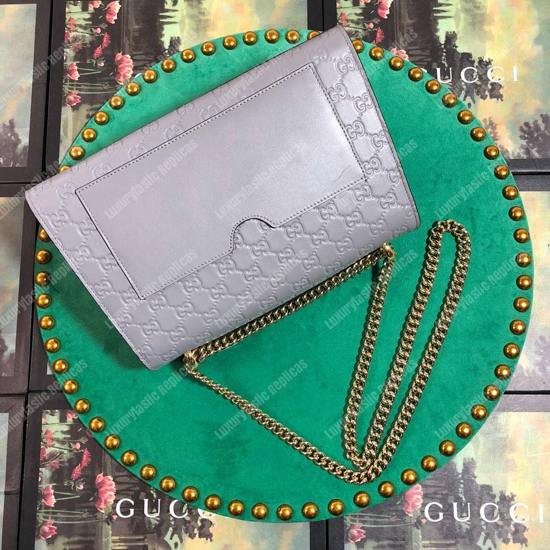 G*u*i padlock medium signature shoulder bag dusty gray