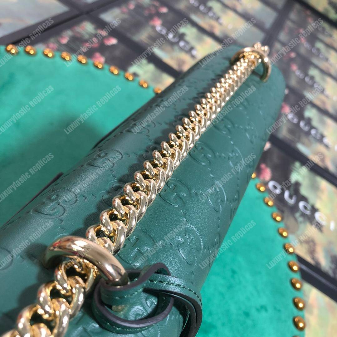 G*u*i padlock medium signature shoulder bag green