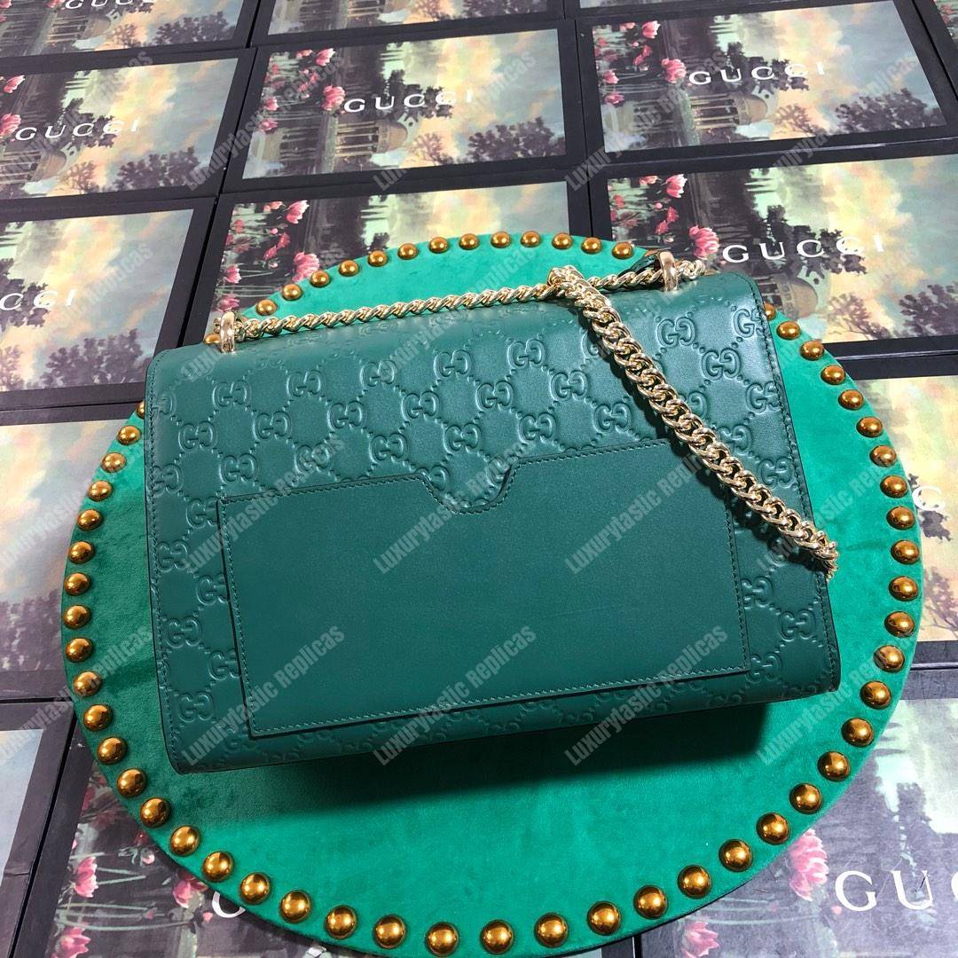 G*u*i padlock medium signature shoulder bag green