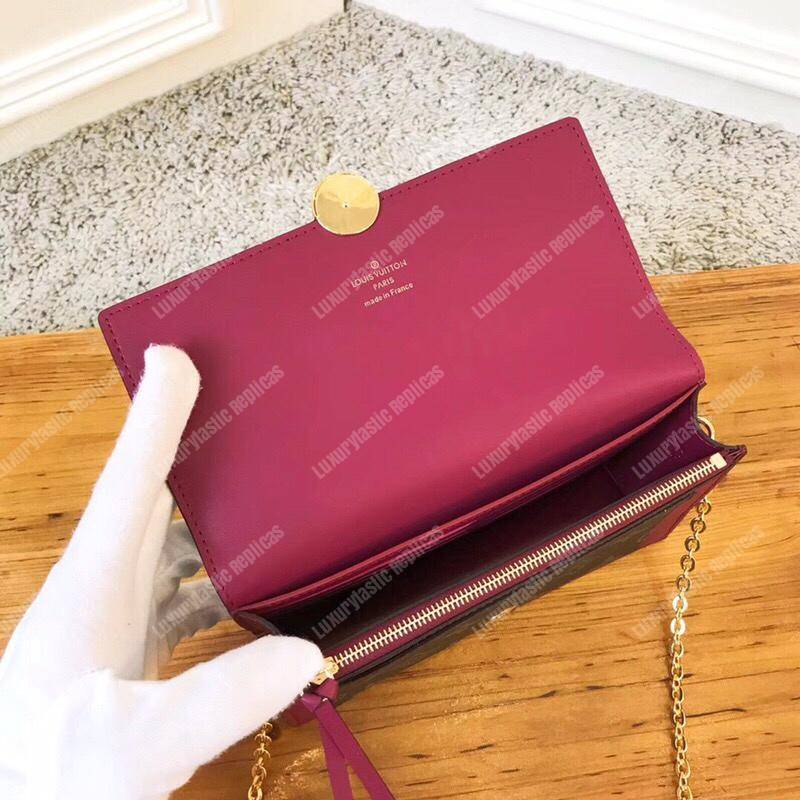 LV Flore Chain Wallet Monogram Fuchsia