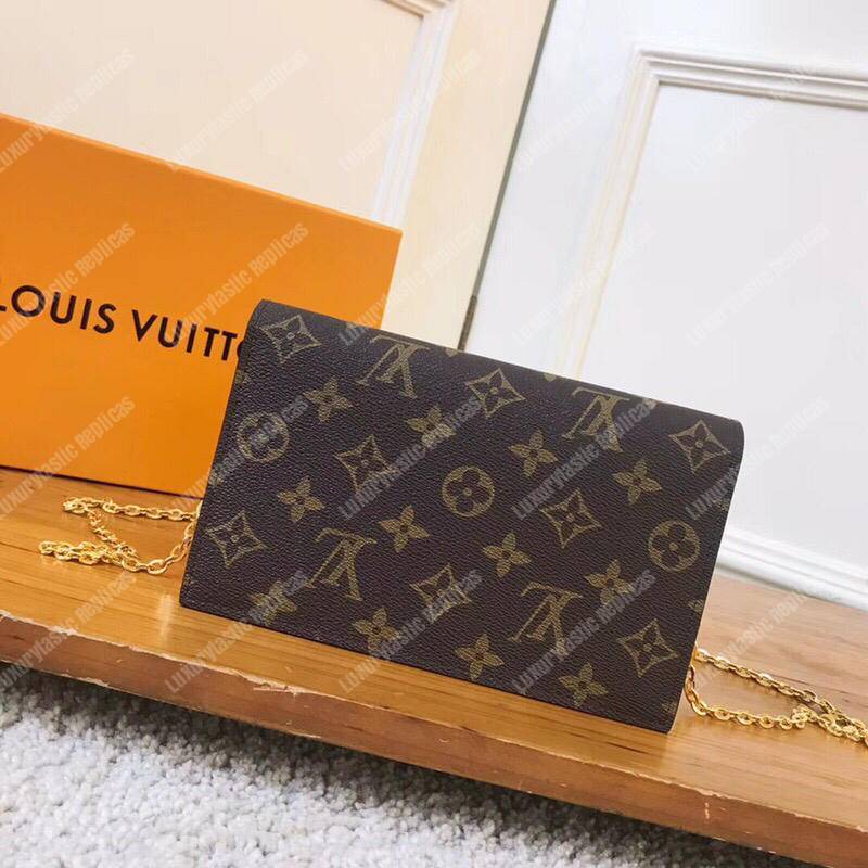 LV Flore Chain Wallet Monogram Rose Ballerine