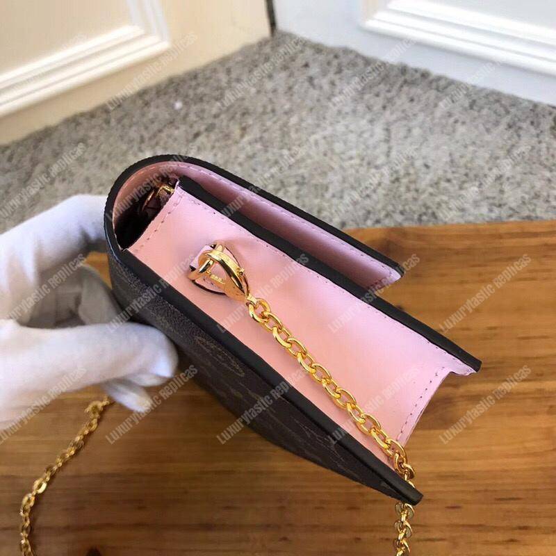 LV Flore Chain Wallet Monogram Rose Ballerine