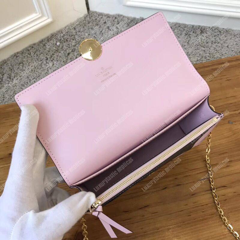 LV Flore Chain Wallet Monogram Rose Ballerine