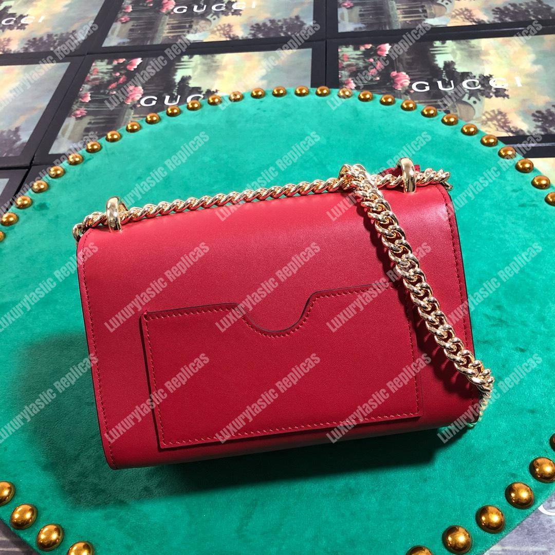 G*u*i padlock small leather shoulder bag red