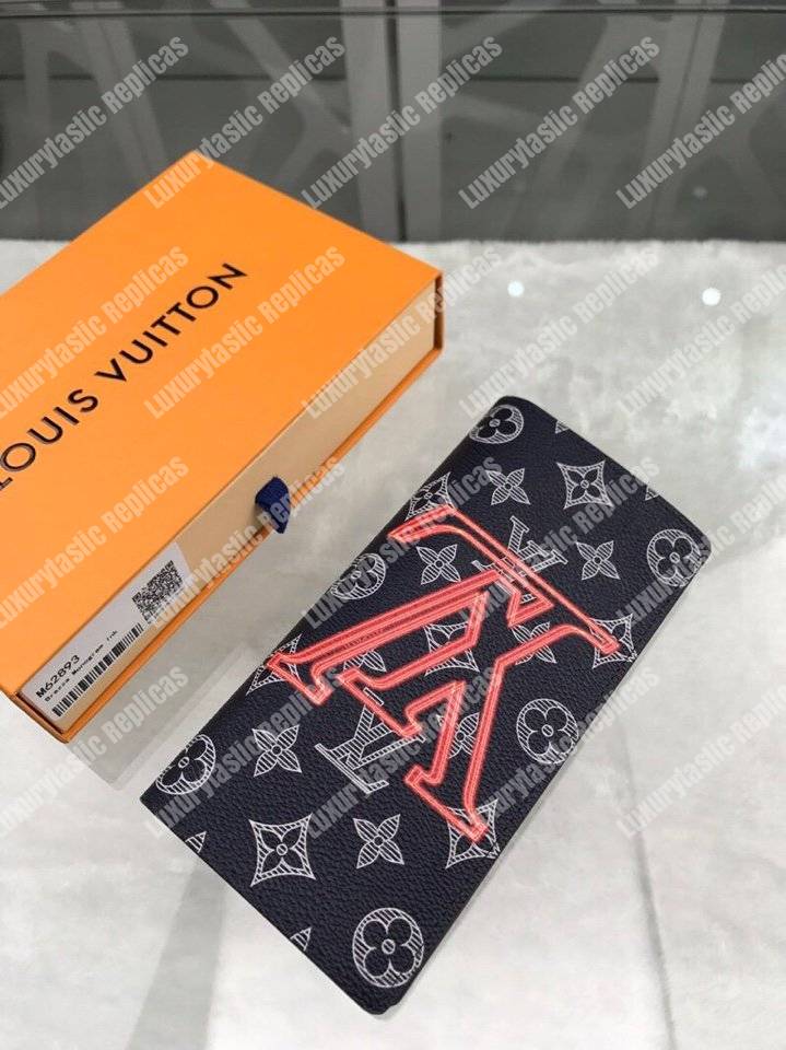 LV Brazza Wallet Monogram Upside Down Canvas Infrarouge Initials