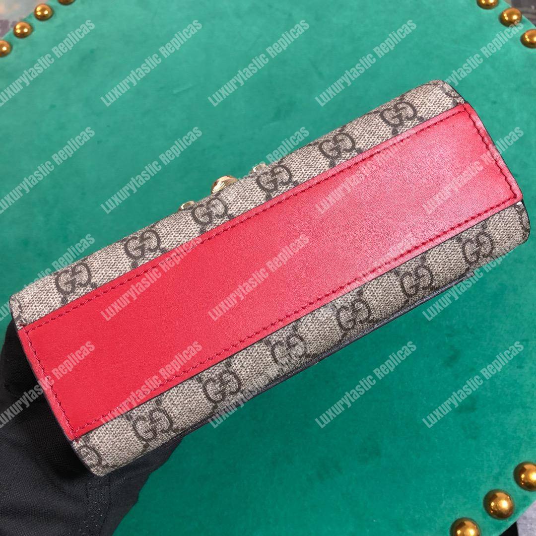 G*u*i padlock small gg sup*e canvas shoulder bag red/fuchsia