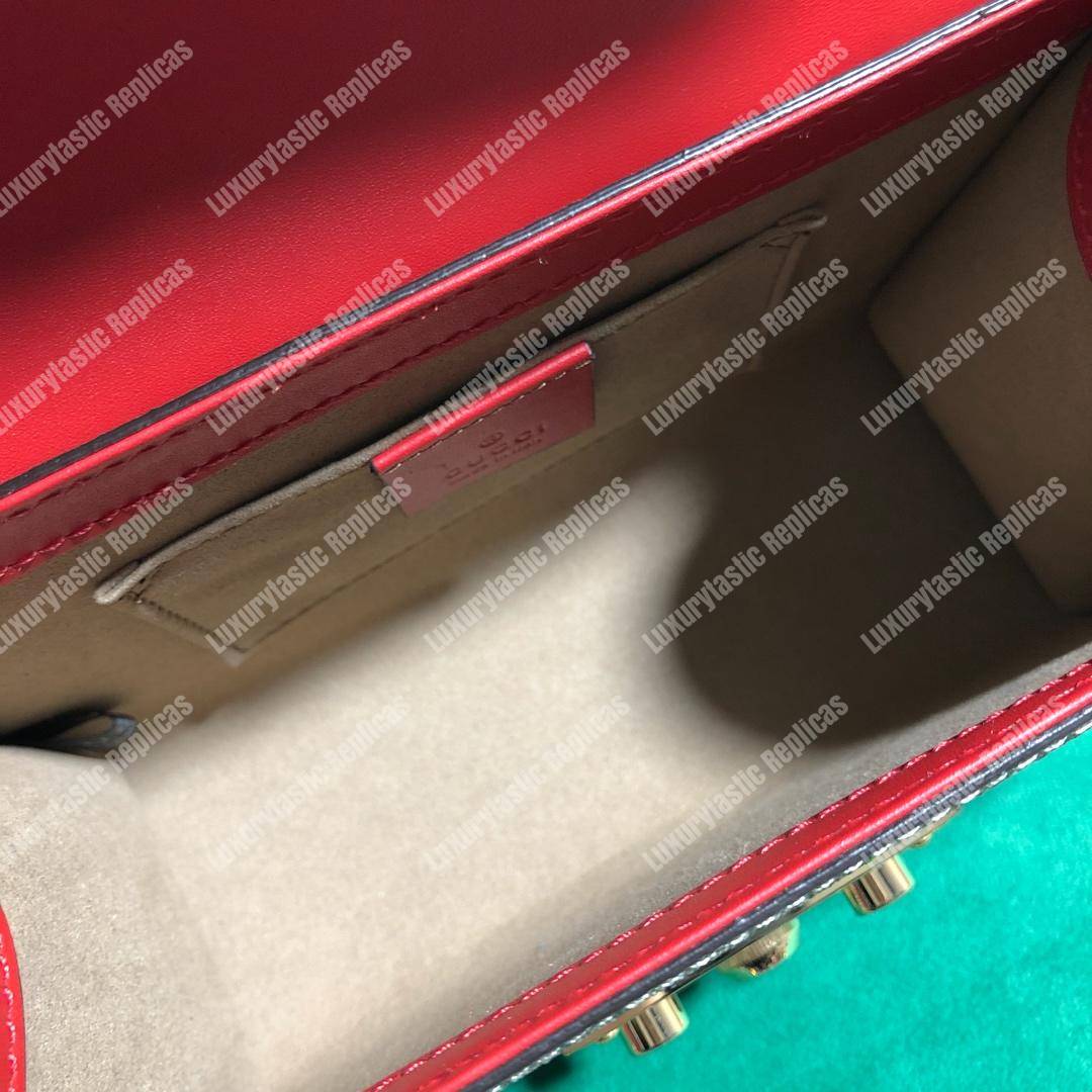 G*u*i padlock small gg sup*e canvas shoulder bag red/fuchsia