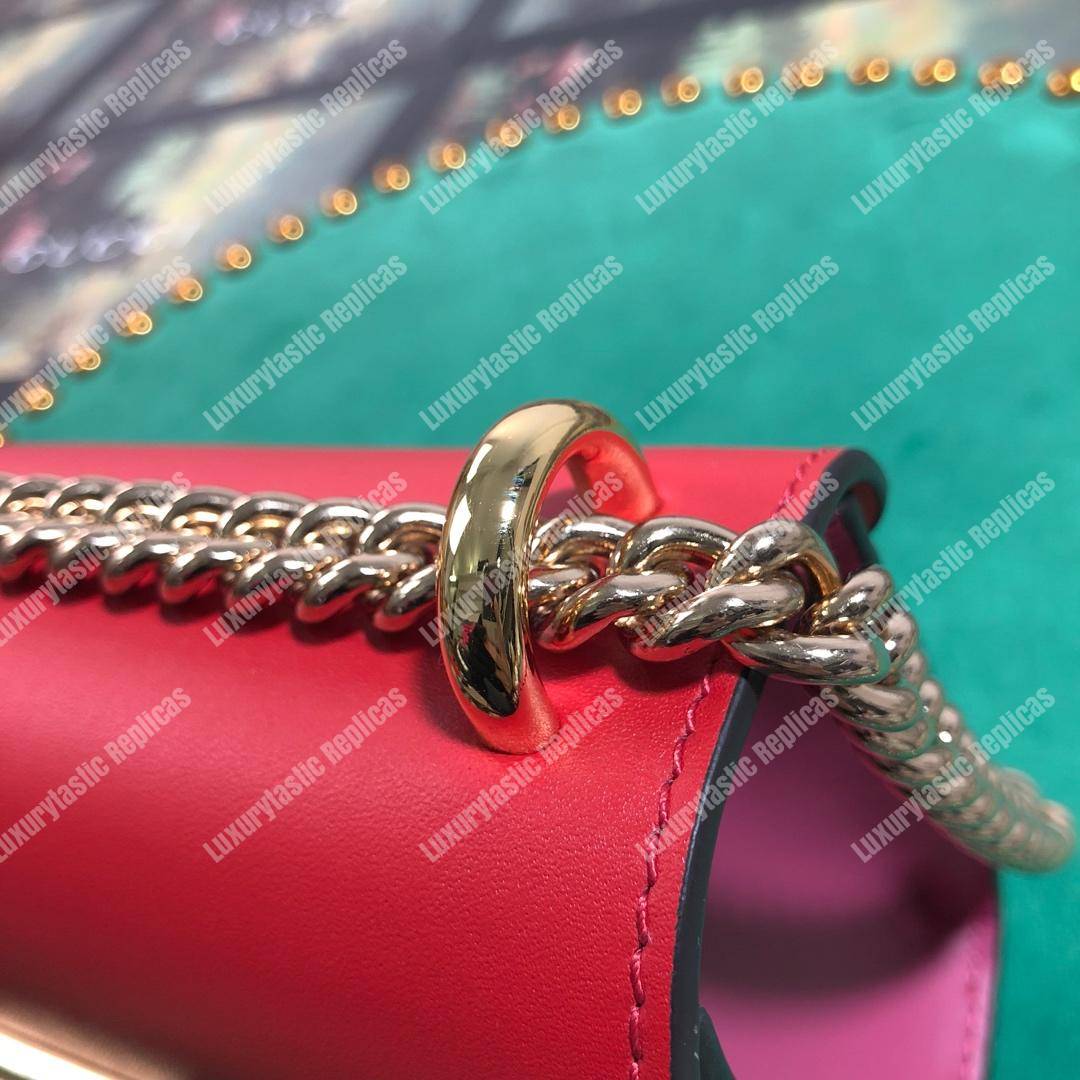 G*u*i padlock small gg sup*e canvas shoulder bag red/fuchsia