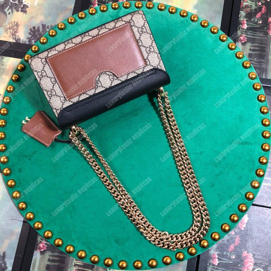 G*u*i padlock small gg sup*e canvas shoulder bag black/brown