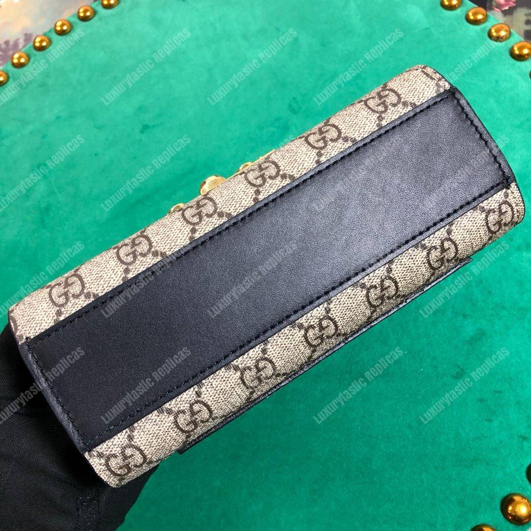 G*u*i padlock small gg sup*e canvas shoulder bag black/brown