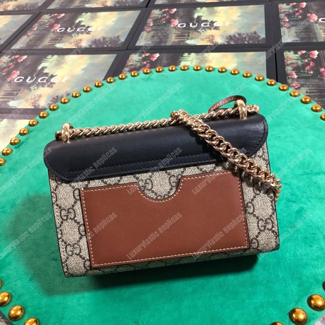 G*u*i padlock small gg sup*e canvas shoulder bag black/brown