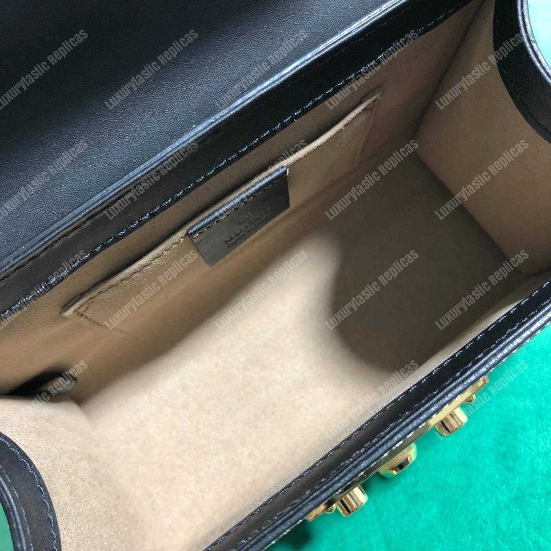 G*u*i padlock small gg sup*e canvas shoulder bag black/brown