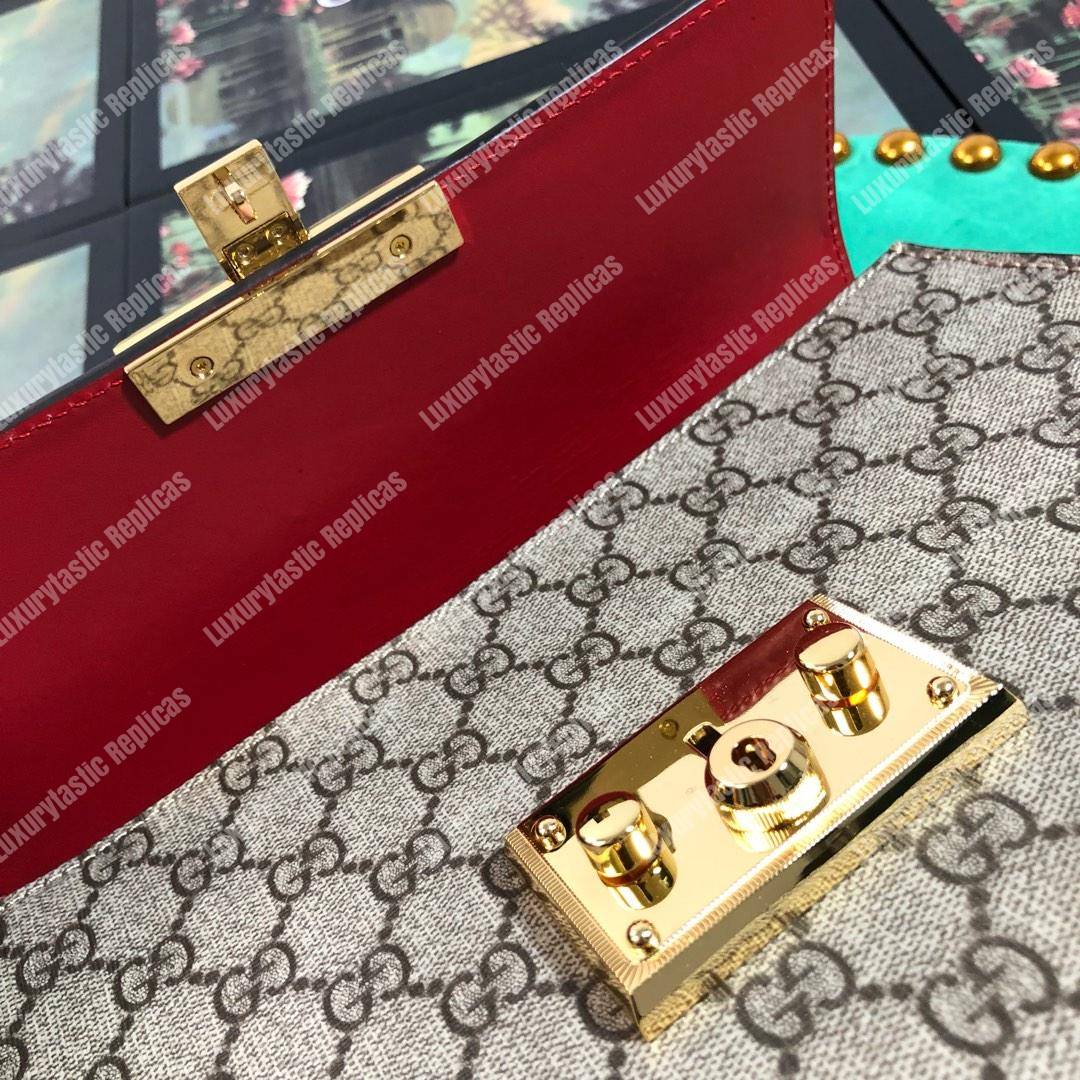 G*u*i padlock small gg top handle bag red/pink