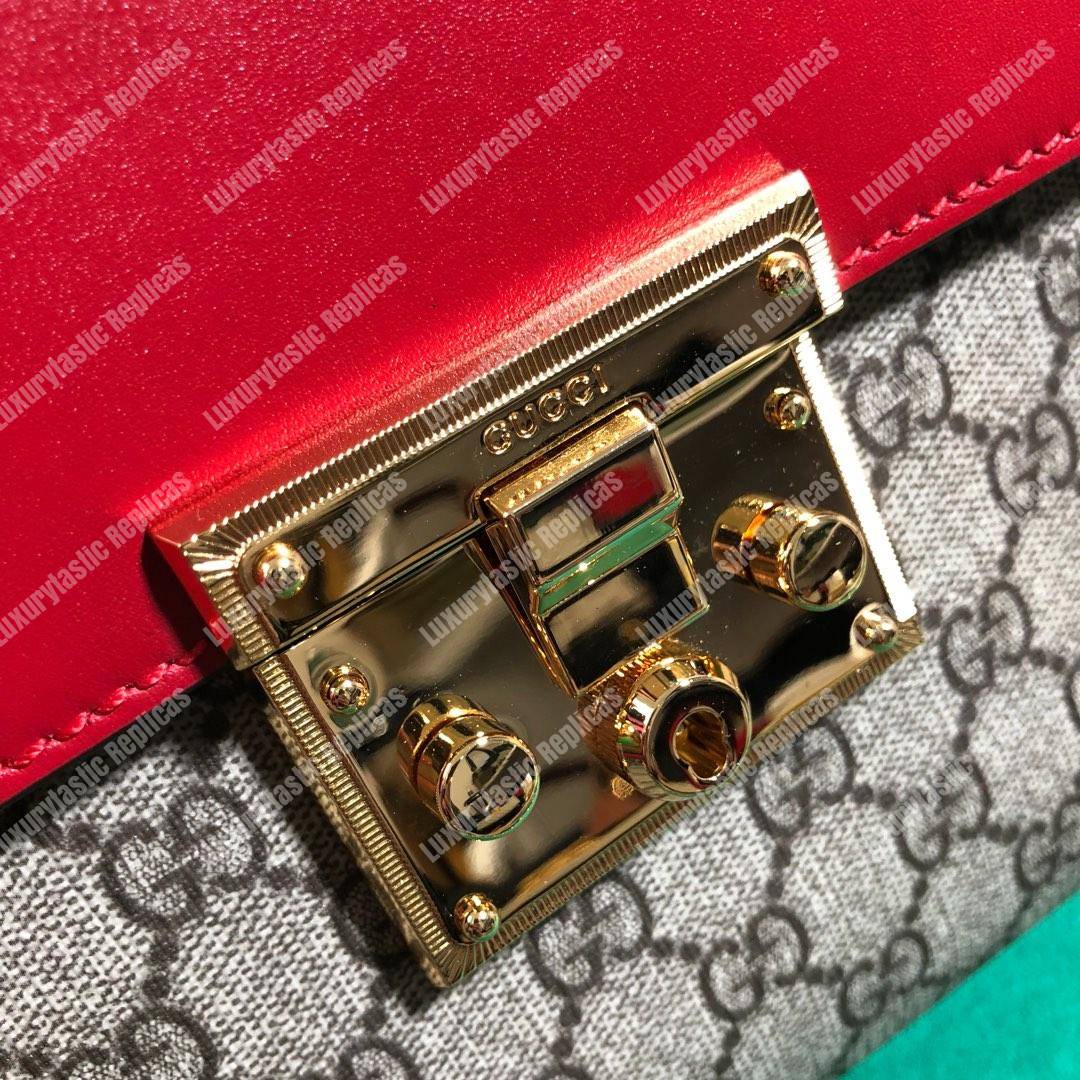 G*u*i padlock small gg top handle bag red/pink