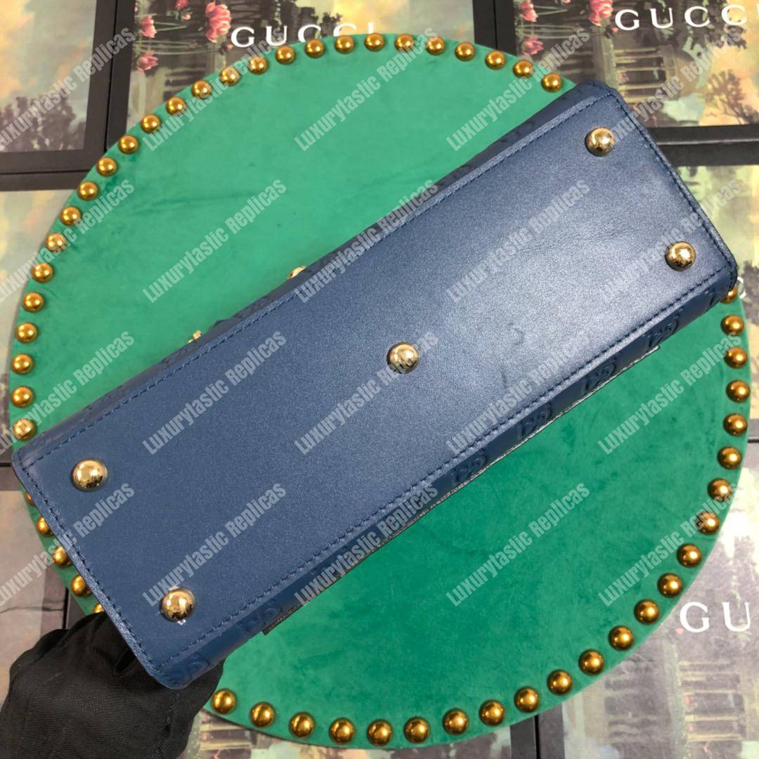 G*u*i padlock small signature top handle bag blue