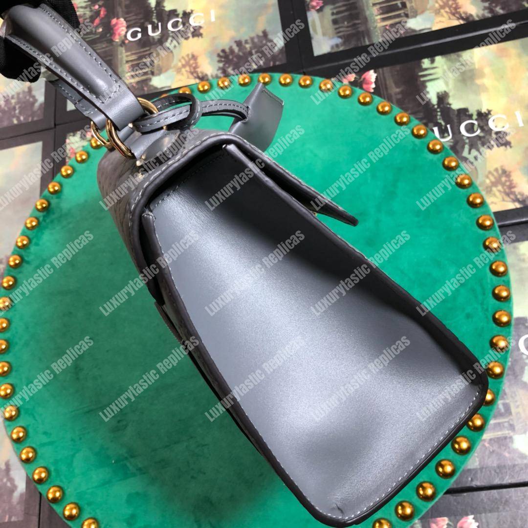 G*u*i padlock small signature top handle bag gray