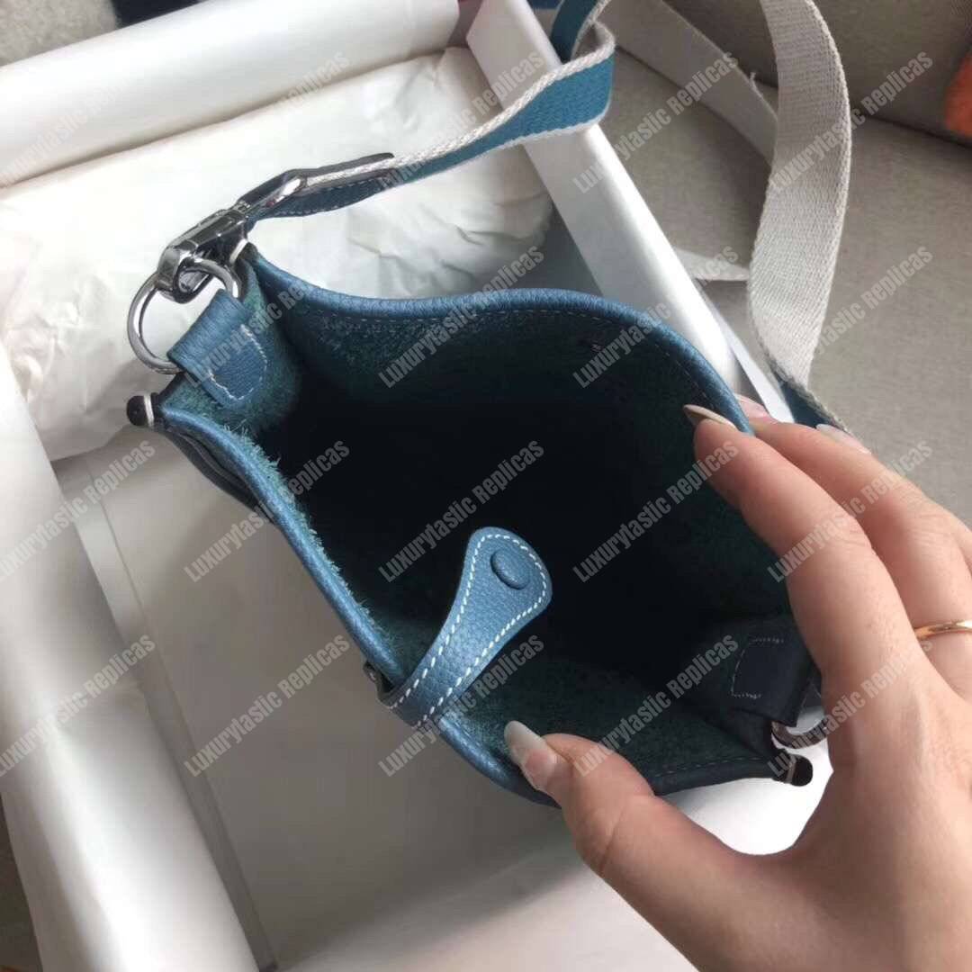 H**mes mini evelyne iii 17 clemence bag bleu nuit
