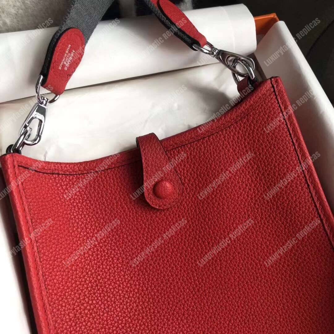 H**mes mini evelyne iii 17 clemence bag rouge casaque