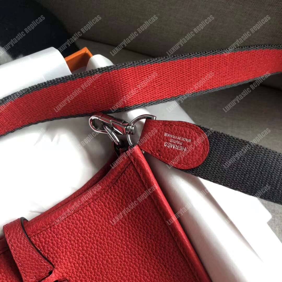 H**mes mini evelyne iii 17 clemence bag rouge casaque