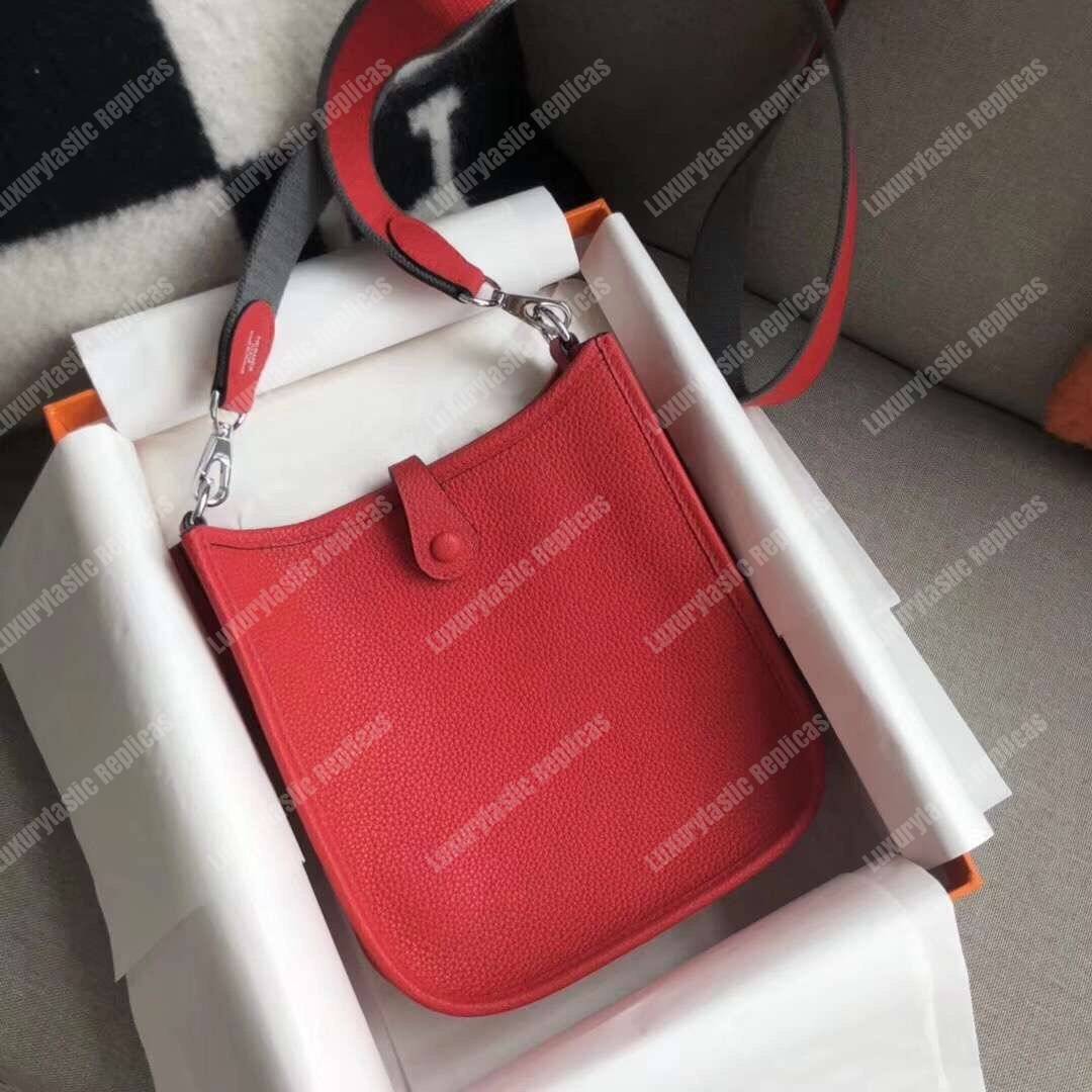 H**mes mini evelyne iii 17 clemence bag rouge casaque