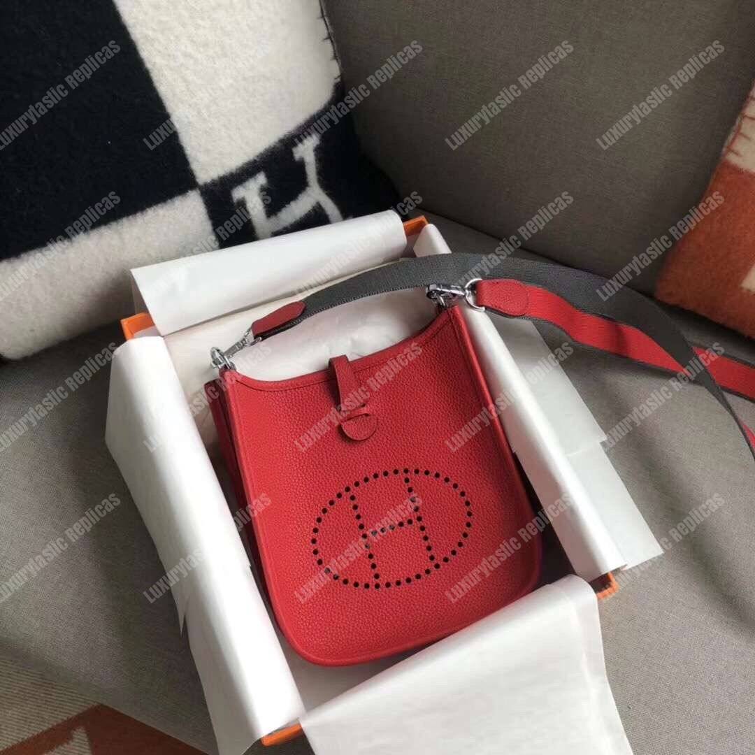 H**mes mini evelyne iii 17 clemence bag rouge casaque