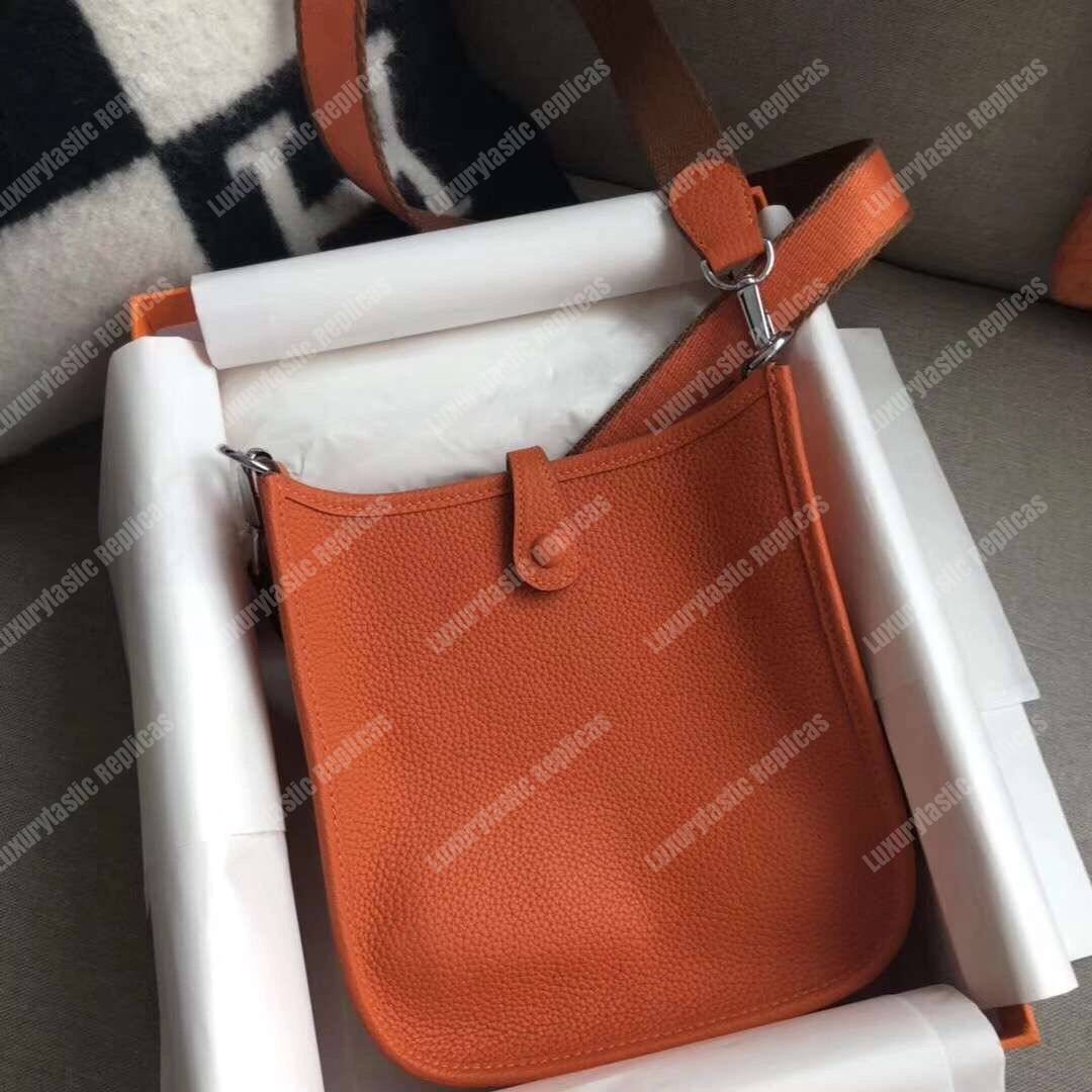 H**mes mini evelyne iii 17 clemence bag orange