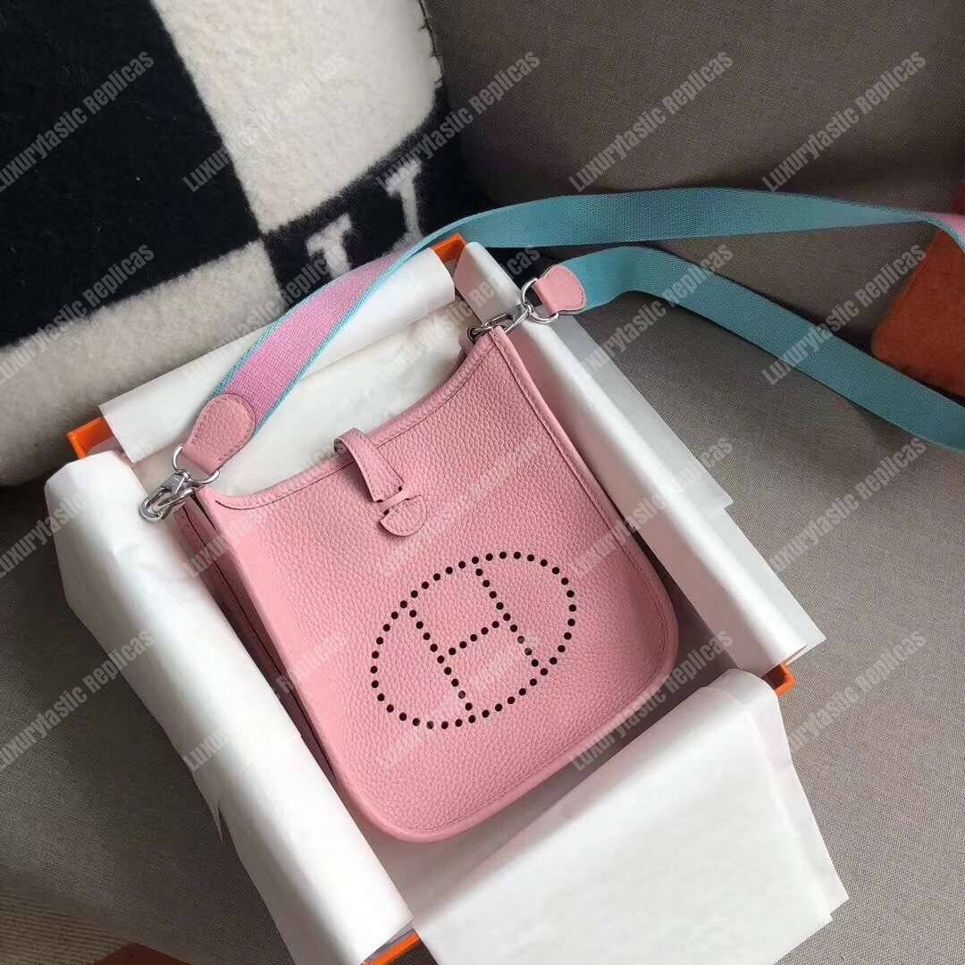 H**mes mini evelyne iii 17 clemence bag sakura pink