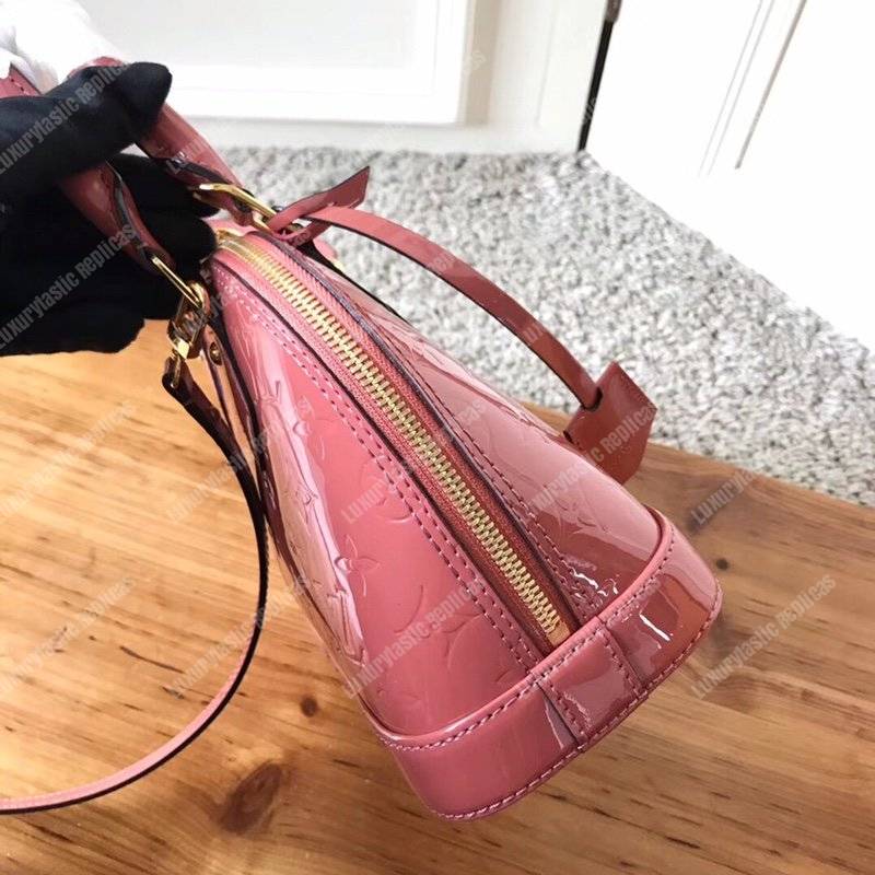 LV Alma BB Monogram Vernis Leather Vieux Rose