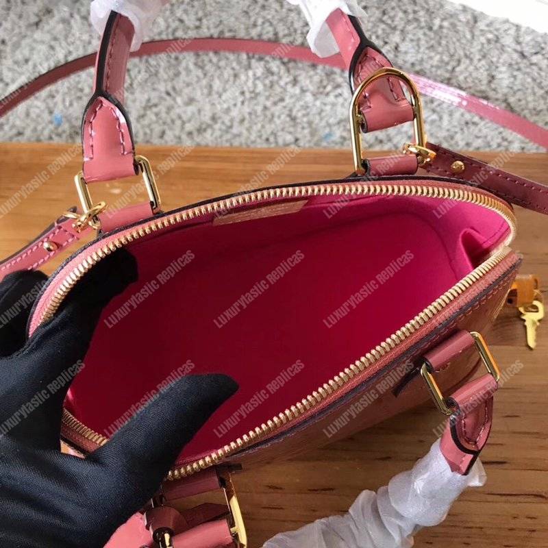 LV Alma BB Monogram Vernis Leather Vieux Rose