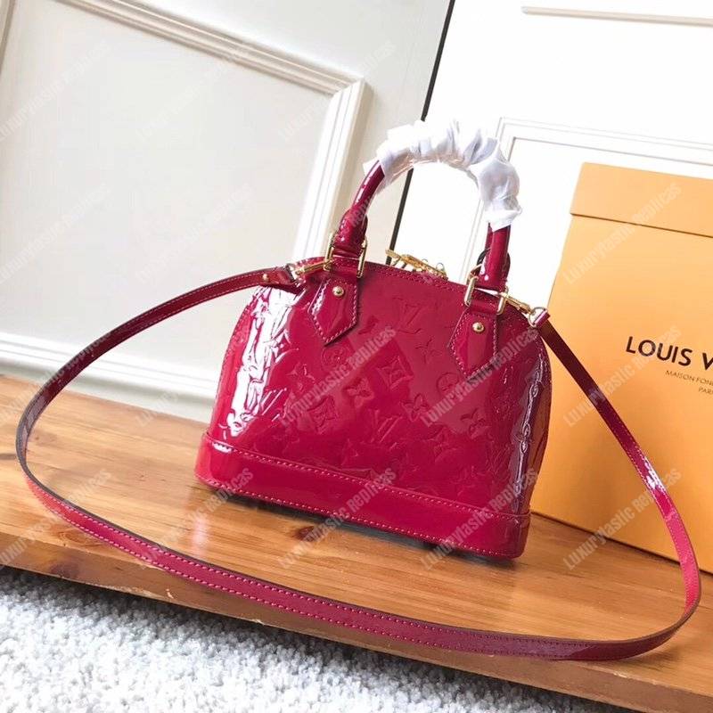 LV Alma BB Monogram Vernis Leather Magenta