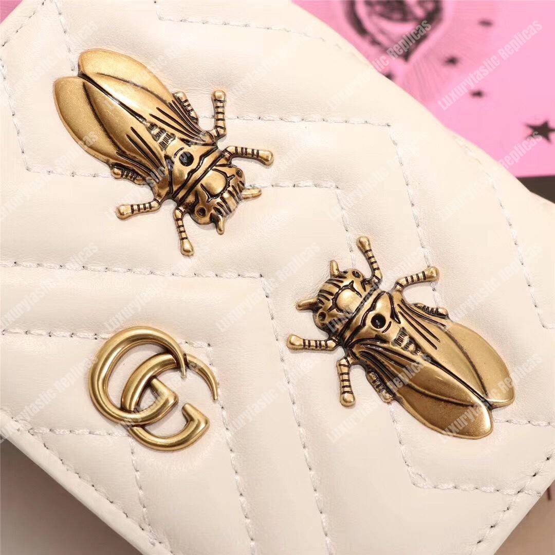 G*u*i gg marmont card case wallet with cicada white