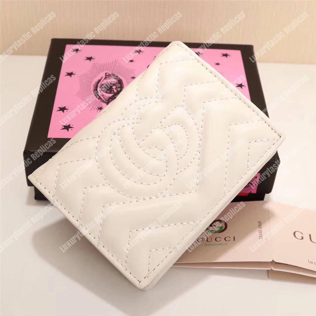G*u*i gg marmont card case wallet with cicada white