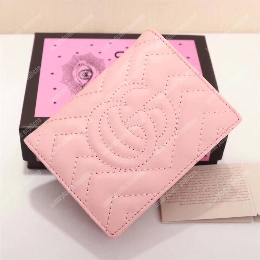 G*u*i gg marmont card case wallet with cicada pink