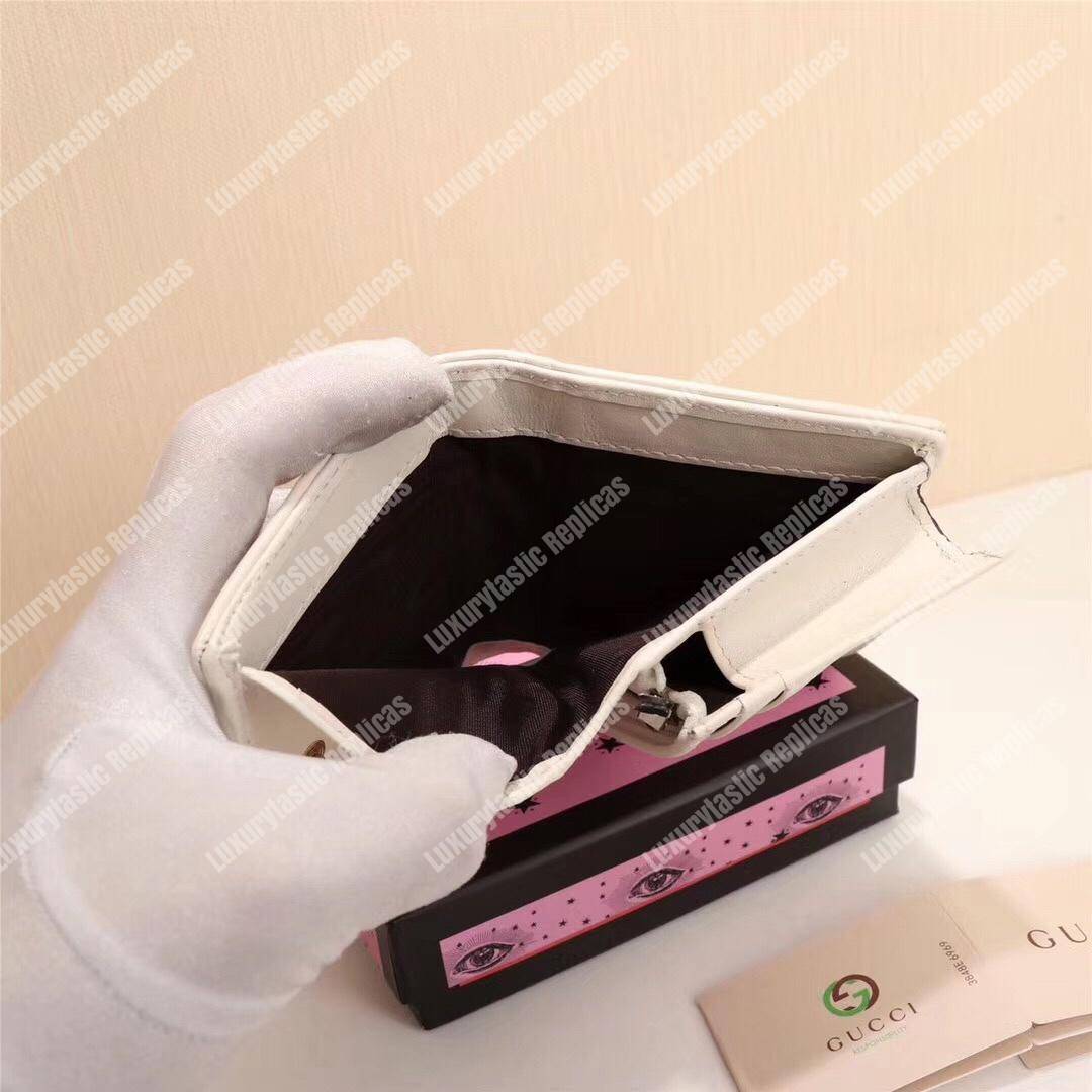 G*u*i gg marmont card case wallet with butterfly white