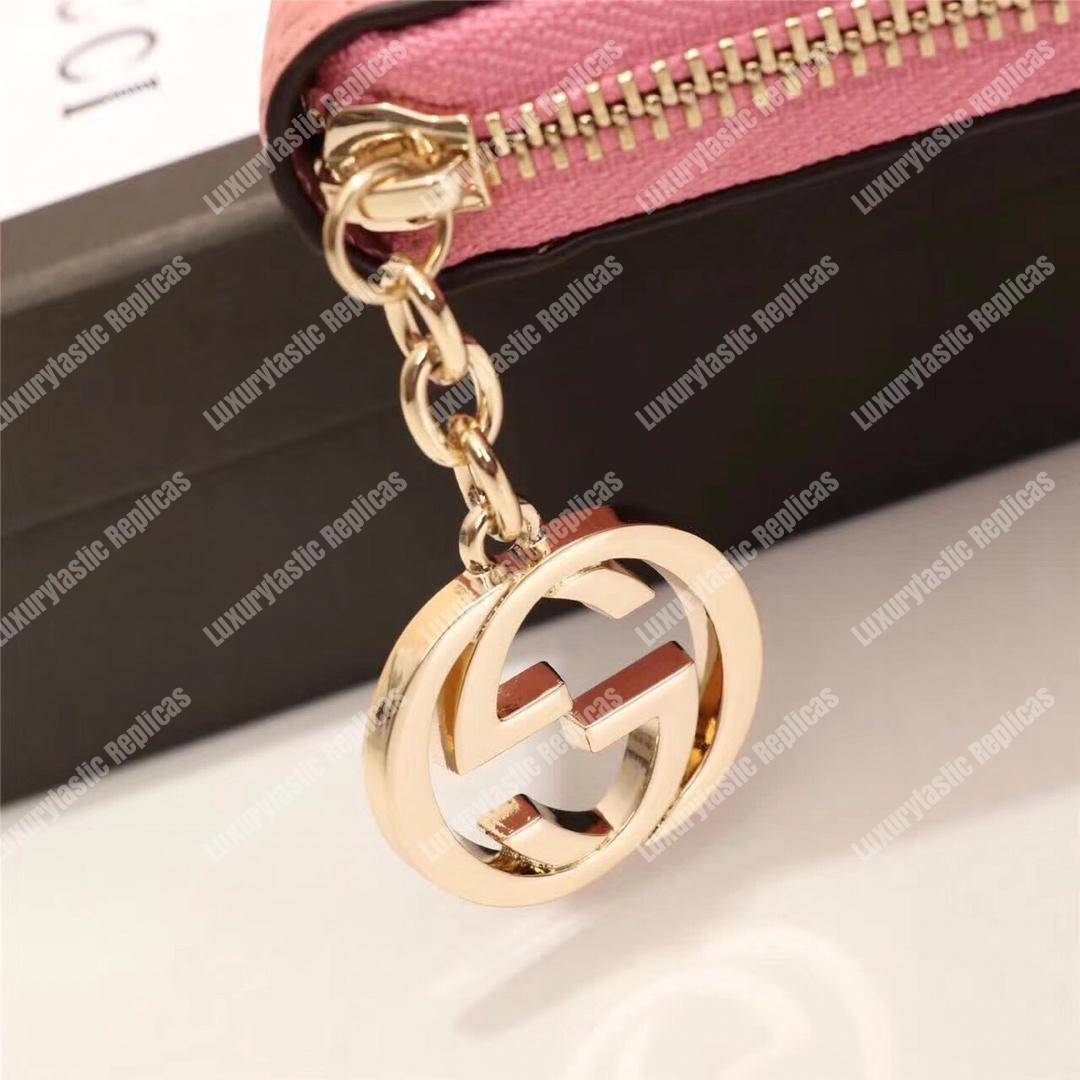 G*u*i icon G*u*i signature zip around wallet rose pink