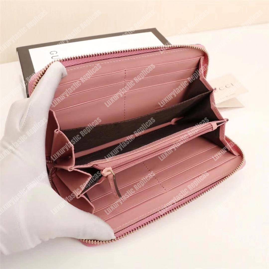 G*u*i icon G*u*i signature zip around wallet rose pink