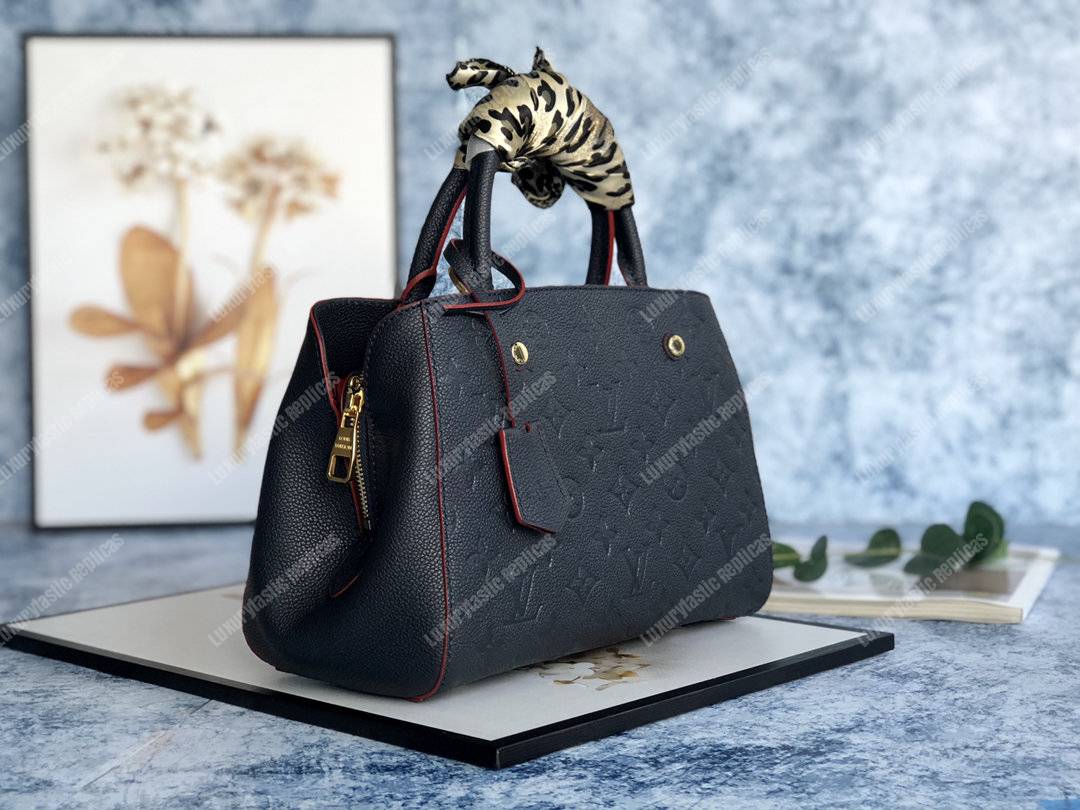 LV Montaigne BB Monogram Empreinte Leather Marine Rouge
