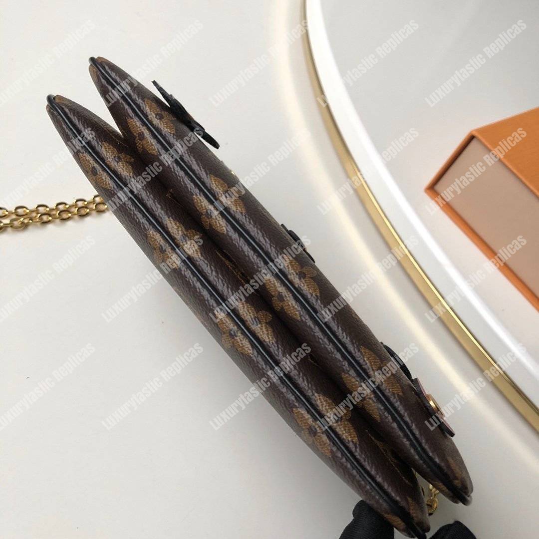 LV Pochette Double Zip Monogram Canvas Noir Blooming Flowers