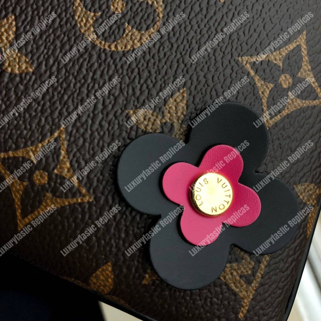 LV Pochette Double Zip Monogram Canvas Noir Blooming Flowers