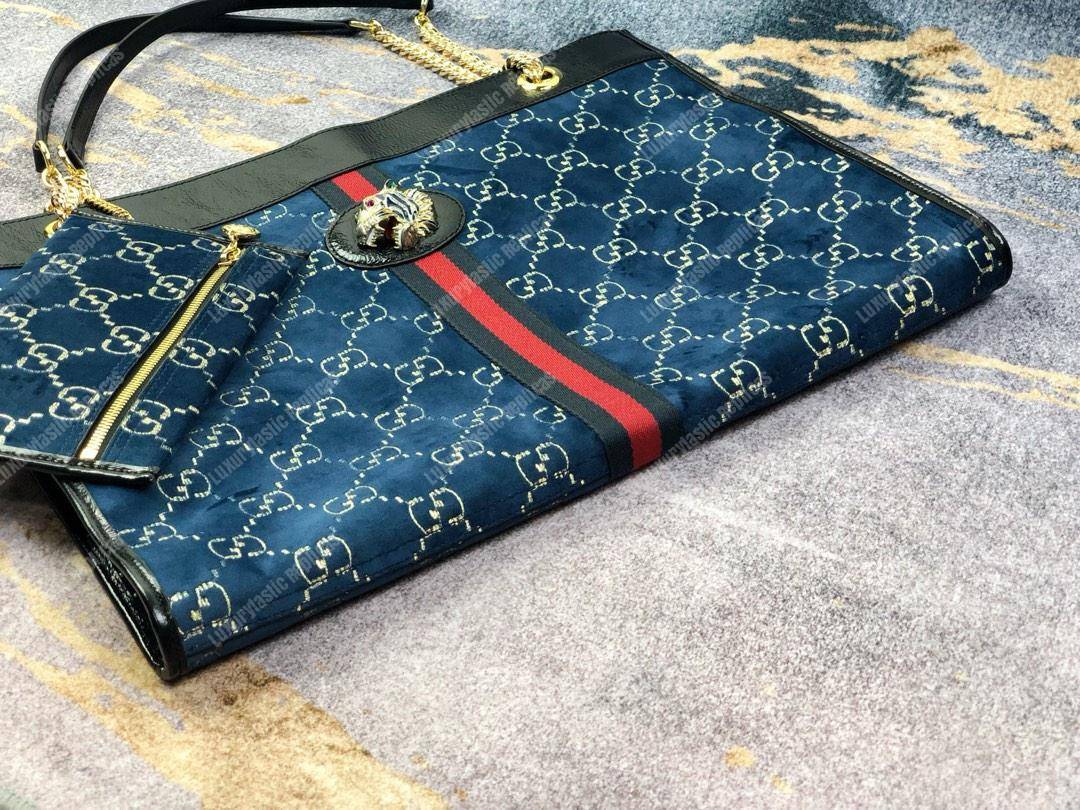 G*u*i gg rajah large tote blue gg velvet