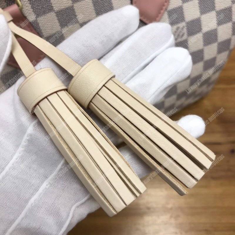 LV Speedy Bandouliere 30 Damier Azur Canvas Rose Ballerine Pink