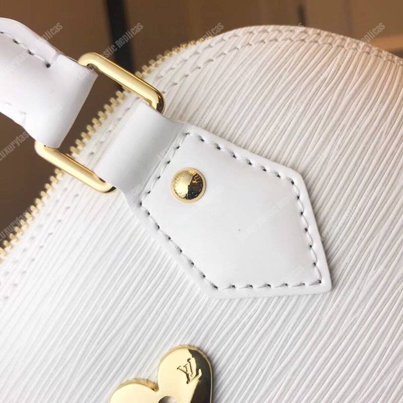 LV Alma BB Epi Leather Love Lock Edition White
