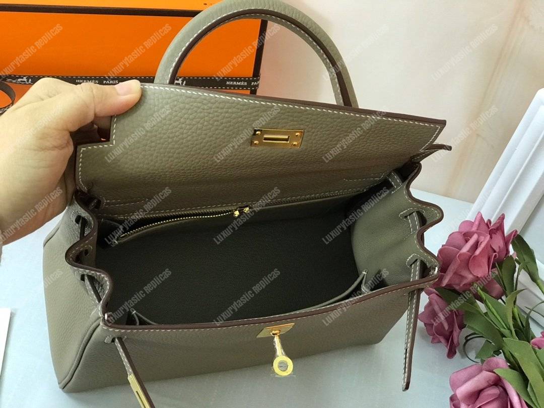 H**mes kelly 32 togo etoupe gold-toned hardware