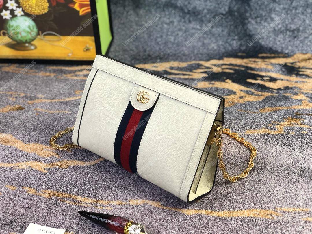 G*u*i ophidia leather small shoulder bag white