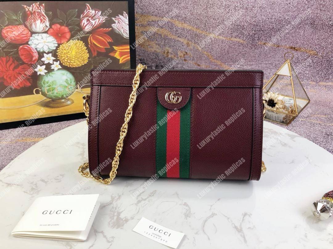 G*u*i ophidia leather small shoulder bag burgundy