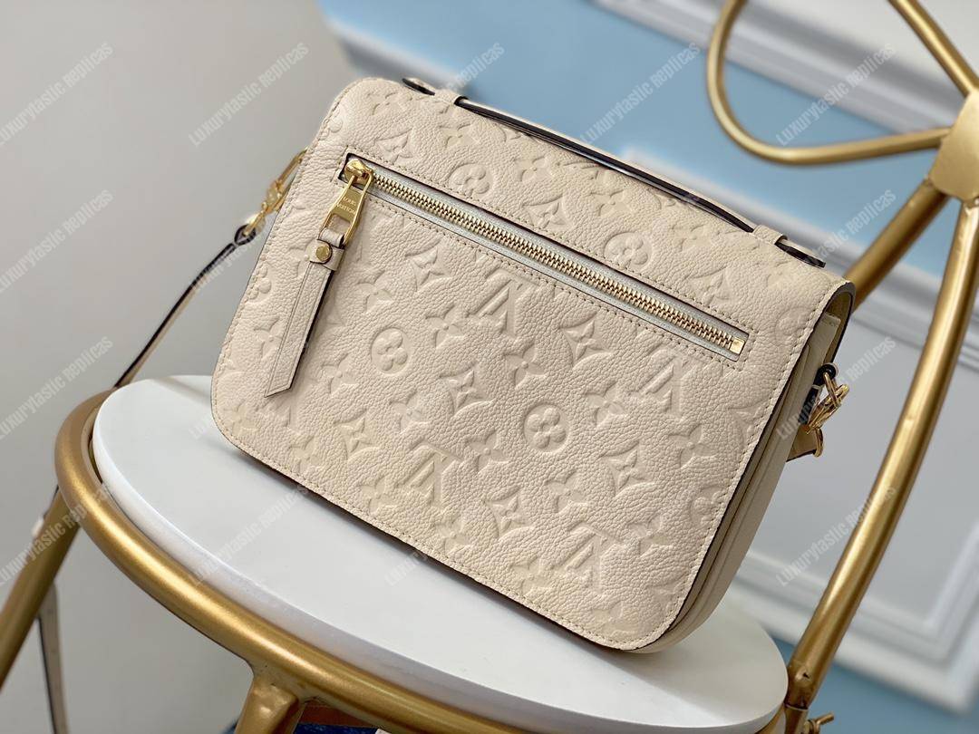 LV Pochette Metis Monogram Empreinte Leather Creme
